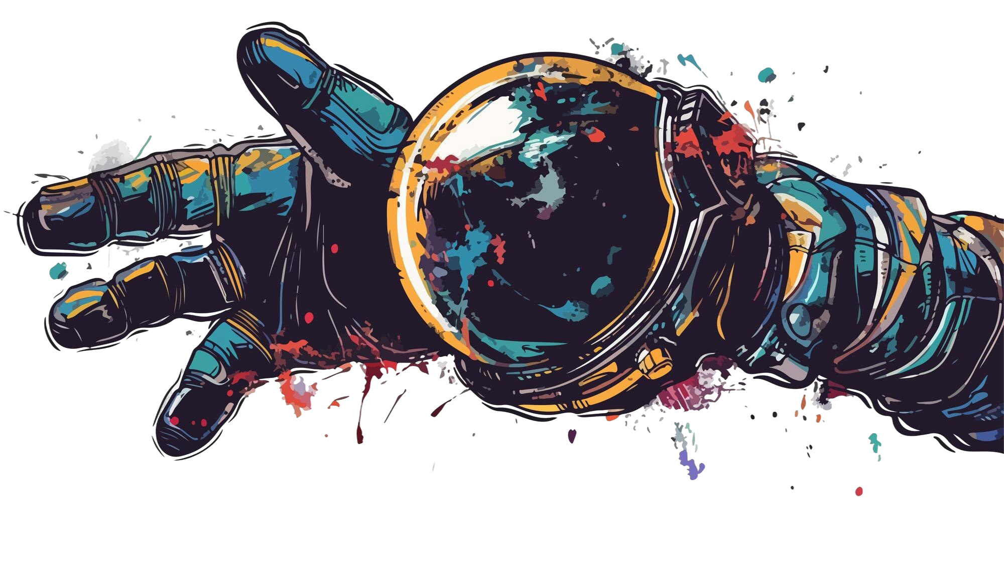 Farbig illustrierter Astronaut als Symbol für kreative Ideen